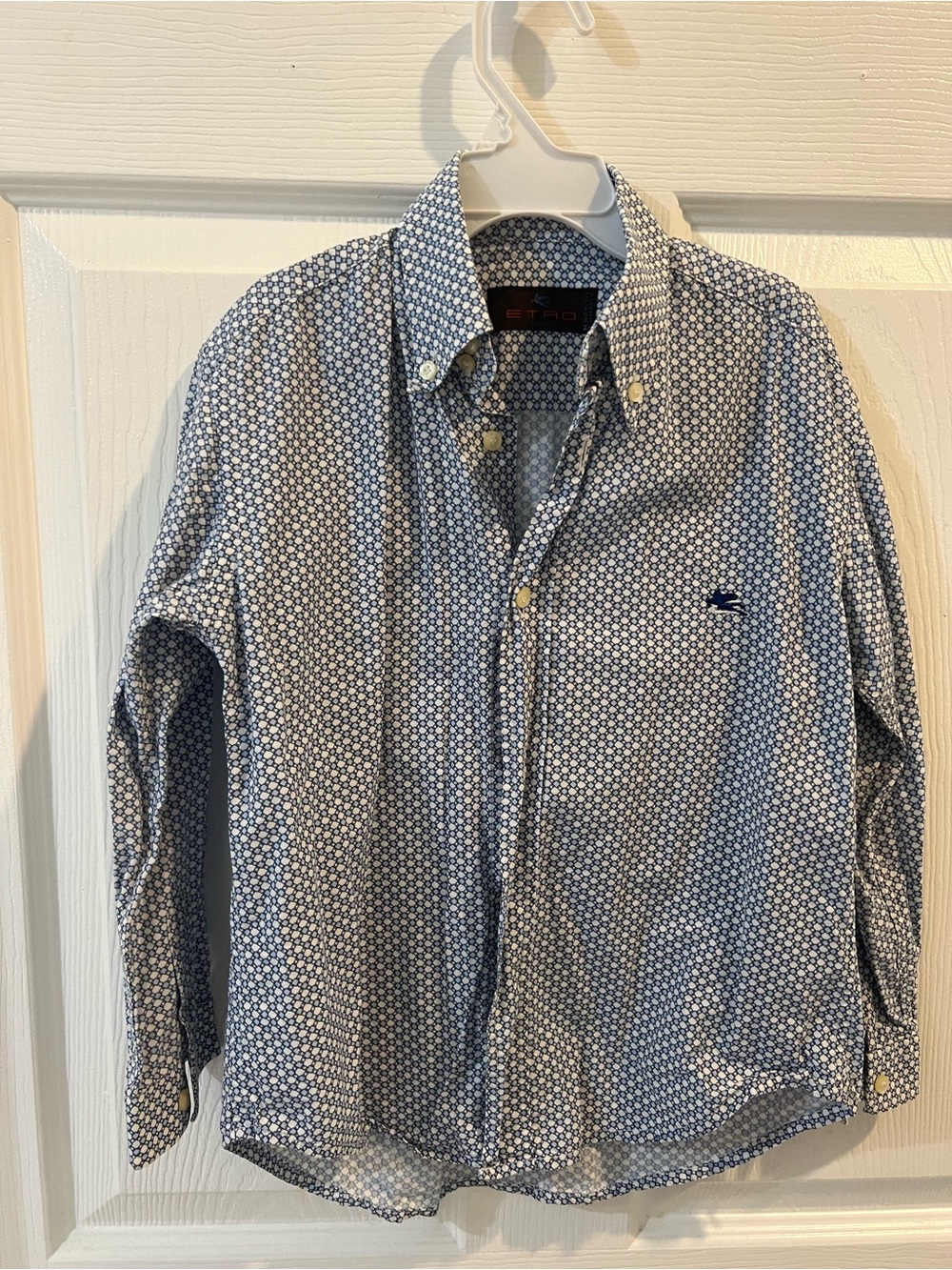 Etro Boys Blue and White Patterned Button-Down Shirt